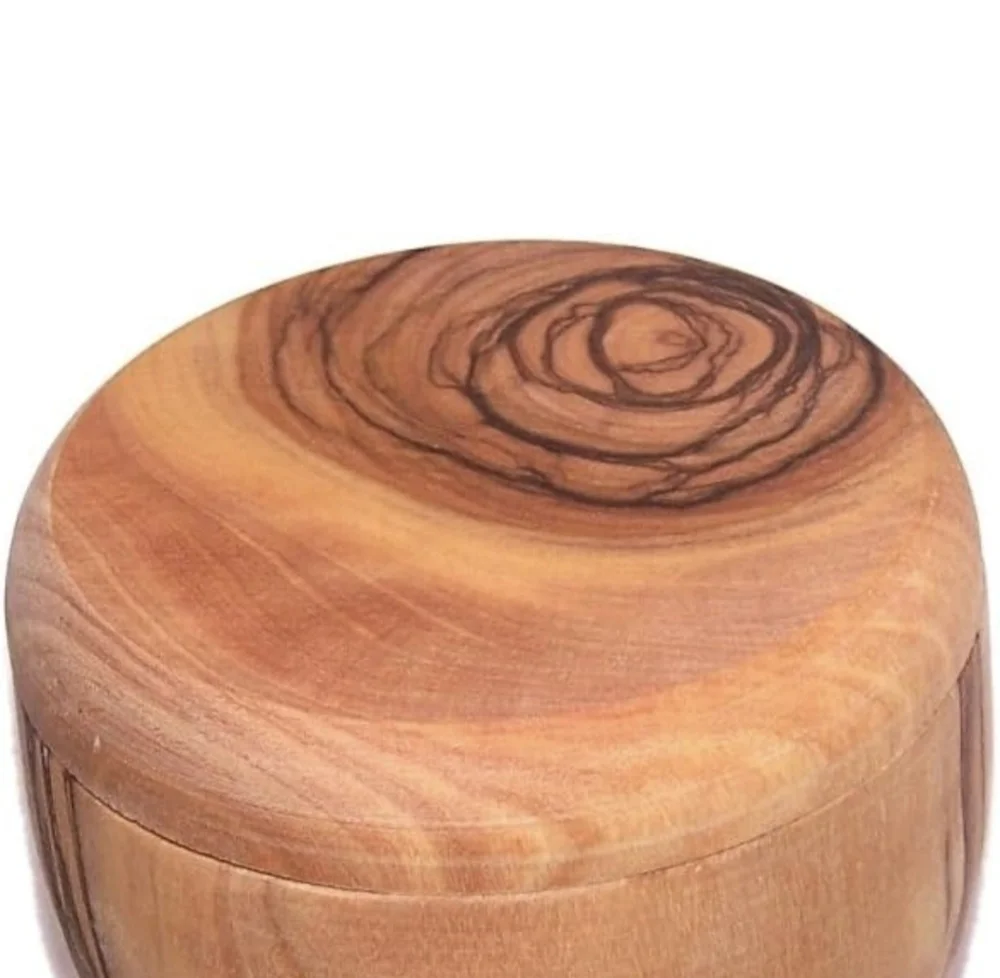 Holy Land Market Handcrafted Olive Wood Salt/Sugar Keeper - Vintage